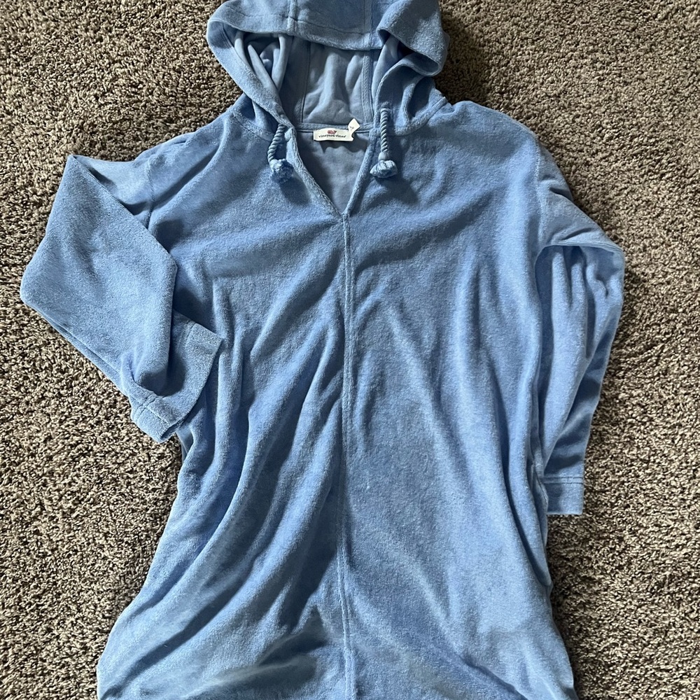 Girls Vineyard Vines Light Blue Terry Hooded Pullover